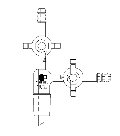 A121922,液體或氣體轉移接頭,具2mm四氟節門,19/22