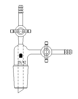 A122942,液體或氣體轉移接頭,具2mm四氟節門,29/42