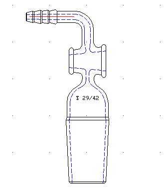 A382942 90°抽氣接頭,具四氟節門塞,磨口:29/42 磨口29/42