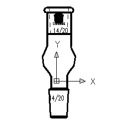 D281005 連續蒸餾球（KUGELROHR BULB） 容積(mL)5 磨口14/20 外徑(mm)25 總高(mm)80