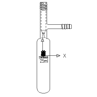 F580025,溶劑儲存瓶,25ml,4mm高真空閥,管外徑×總高:26×100mm