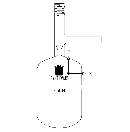 F584350,溶劑儲存瓶(SCHLENK),350ml,管外徑×總高:70×140mm,0-4mm高真空