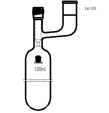 F761100,溶劑儲存瓶,具內磨口14/20,100ml,4mm高真空閥,管外徑*長度40mm*140mm