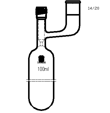 F761108,溶劑儲存瓶,具內磨口,14/20,100ml,8mm高真空閥,管外徑*長度40mm*140mm