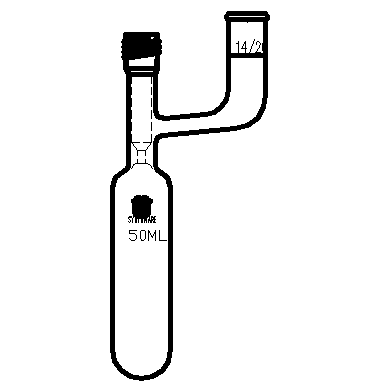 F761450,溶劑儲存瓶,具內磨口,14/20,50ml,4mm高真空閥,管外徑*長度28mm*140mm