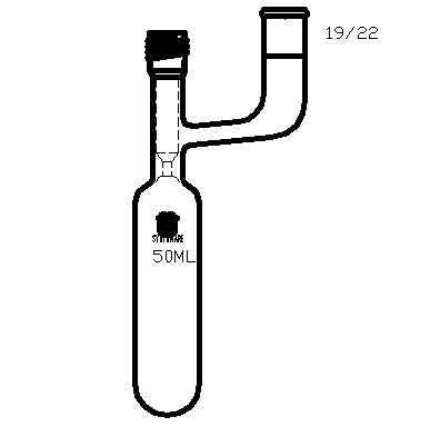 F761950,溶劑儲存瓶，具內磨口,19/22,50ml,4mm高真空閥,管外徑*長度28mm*140mm