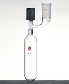 F764108,溶劑儲存瓶,具內磨口,24/40,100ml,8mm高真空閥,管外徑*長度40mm*140mm