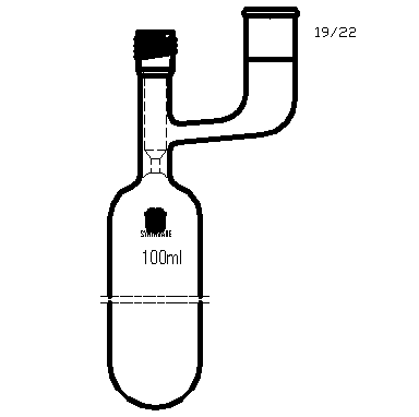 F769108,溶劑儲存瓶，具內磨口,19/22,100ml,8mm高真空閥,管外徑*長度40mm*140mm