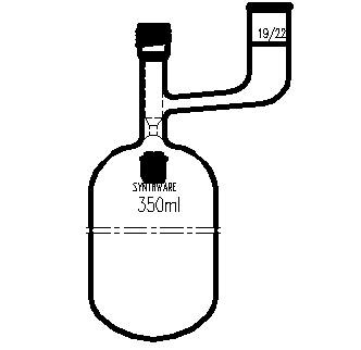 F769350,溶劑儲存瓶，具內磨口,19/22,350ml,4mm高真空閥,管外徑*長度70mm*140mm